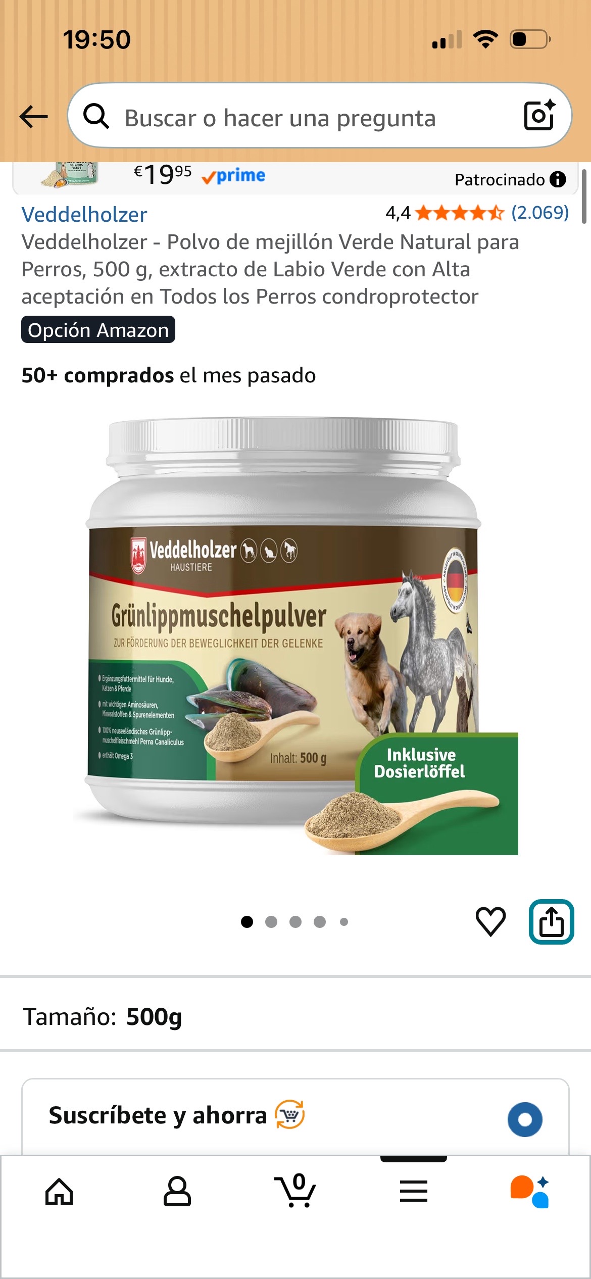 Polvo de mejillón verde para perros